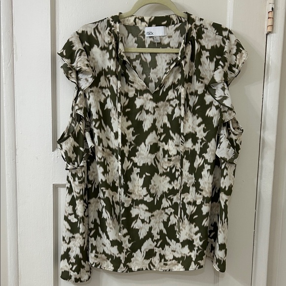 Nordstrom Tops - Nordstrom Olive and Cream Floral Blouse